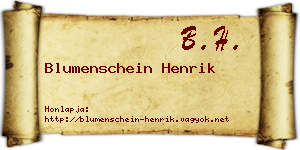 Blumenschein Henrik névjegykártya